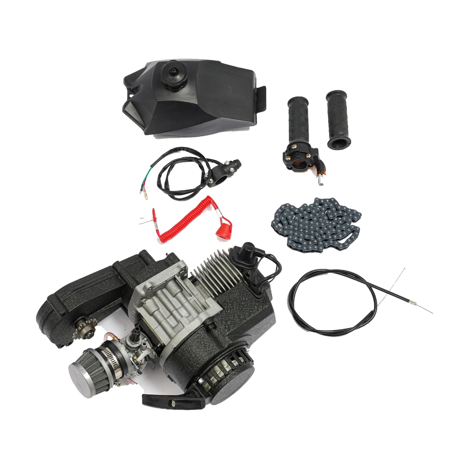 2 Takt Motor 50ccm Motor 1.9KW Pocket Bike Motor 12500 U/min Benzin Motor Kit 3PS Mini Engine Motor 2.7 Nm Drehmoment mit 1.2L Tankinhalt