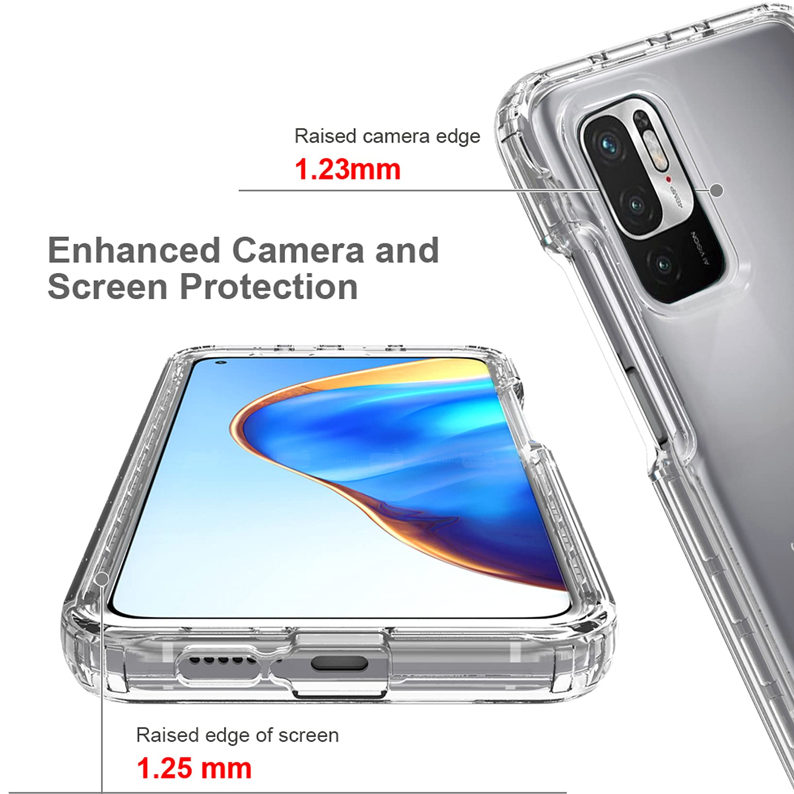 Coque Compatible Avec Xiaomi Redmi Note 10 5G / Poco M3 Pro 5G, Cover 2in1 Hybride Double Couche [360°] Full Body Anti-Choc Protecteur [Doux TPU Front] Et [Rigide PC Back] Housse, [Transparente