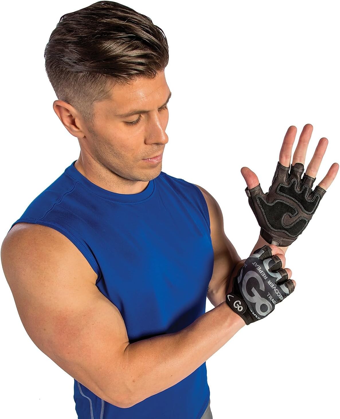 GoFit Men's Black Premium Leather Elite Trainer Gloves, Large (GF-MLG-L/CAM)