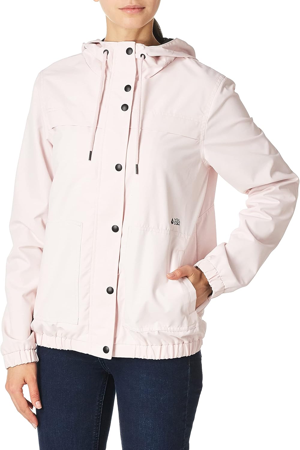 Volcom Women's Enemy Stone Hooded Zip Front Windbreaker Jacket