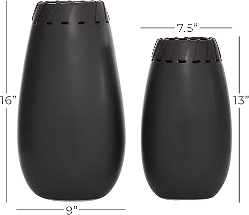 Miniatura 7 de Deco 79 Jarrón con textura de rayas de cerámica, 5 "x 5" x 23 ", blanco