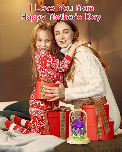 Miniatura 6 de Flores de rosas preservadas, regalos de rosas de la Bella y la Bestia para mujeres, regalos de rosas eternas para ella, regalo de rosa de cristal