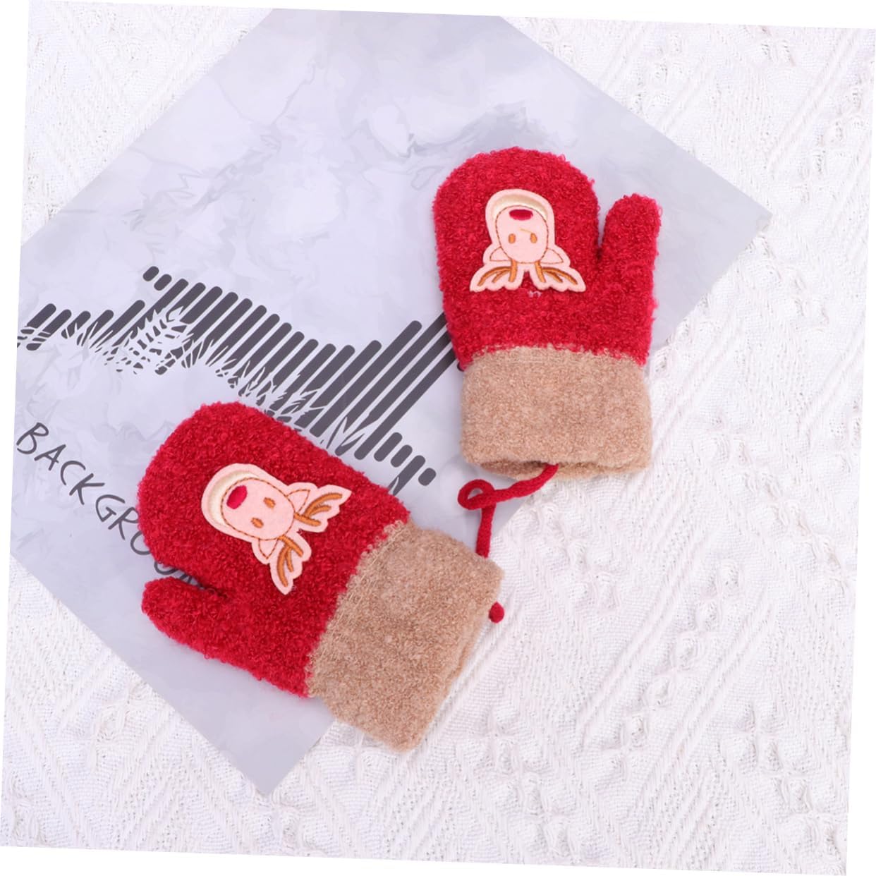 VALICLUD 2-5 Years Old Girls Christmas Gloves Soft Mitten Elk Design for Cold Days