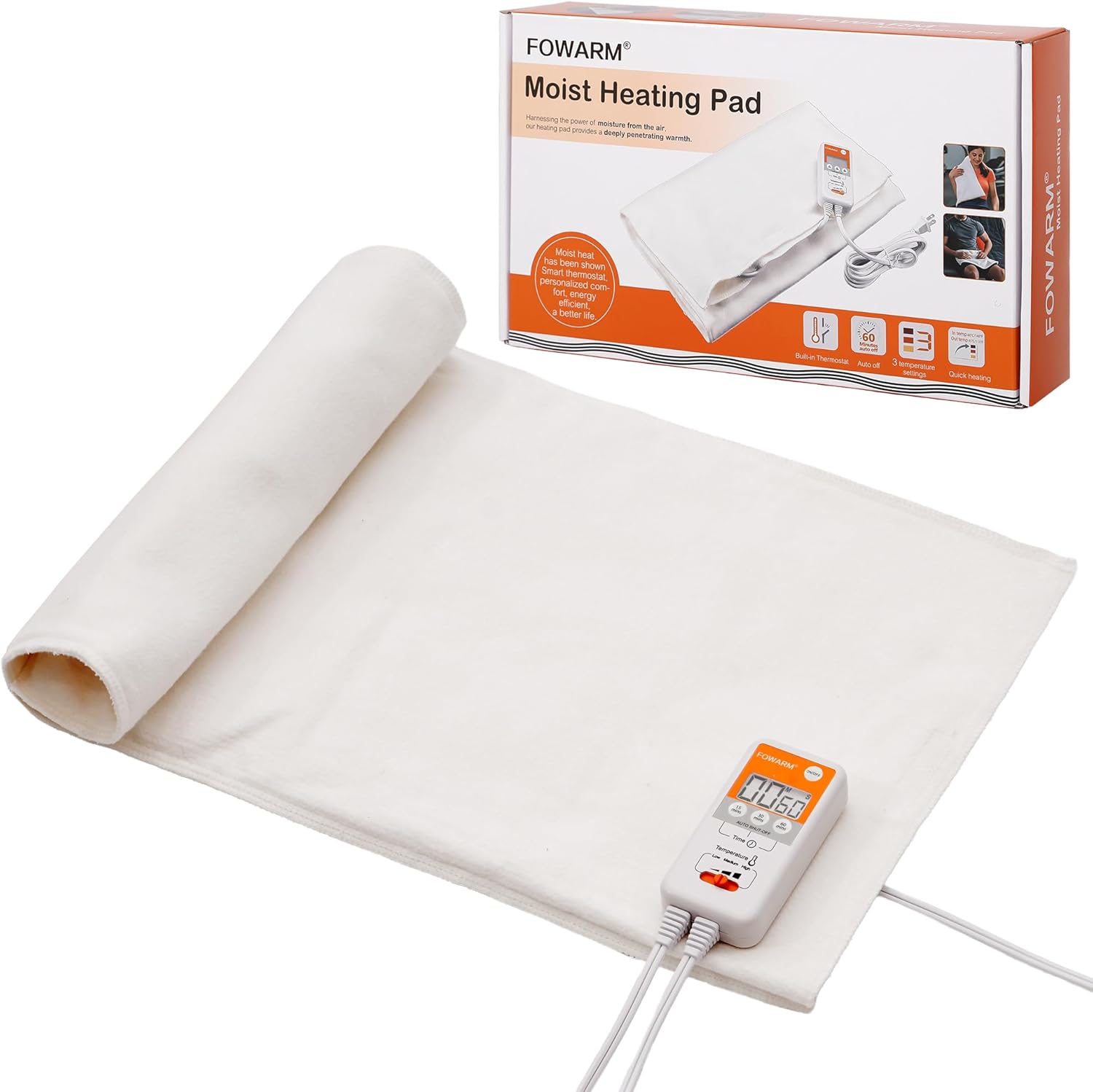 Moist Heat Heating Pad for Back, Neck, Shoulder and Period Cramps, Weighted Electric Heating Pad for Deep Pain Relief, Auto Shut Off, Washable Removable Soft Cover, Large 11.8"x26"