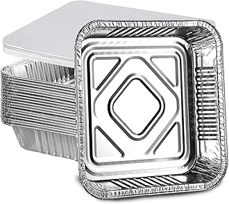 HOMESmith 10 Pack Aluminium Foil Trays with Lids Containers Strong and Large Tin Foil Food Take Away Container Disposable Food Take Out Box with Lid|2 Litre |, Silver