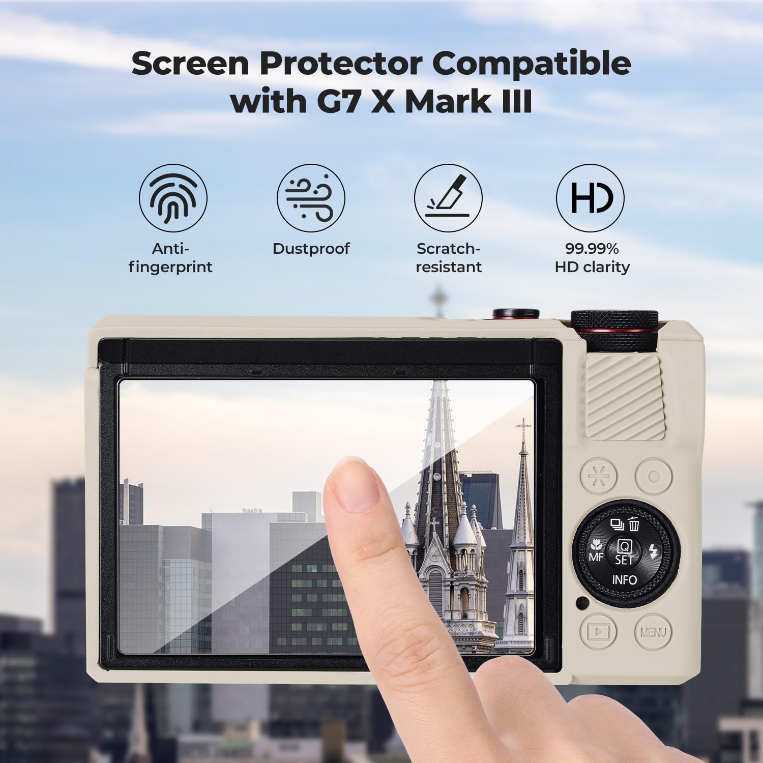Etui ochronne K&F CONCEPT do aparatu Canon G7X Mark III, kremowe, miękkie silikonowe etui do aparatu cyfrowego G7X Mark III z odłączaną osłoną obiektywu, odporne na zarysowania, dopasowane