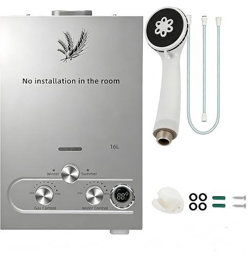 PEIXU 16L Chauffe-eau à Gaz,16L/min,Instantané Chauffe Ba…