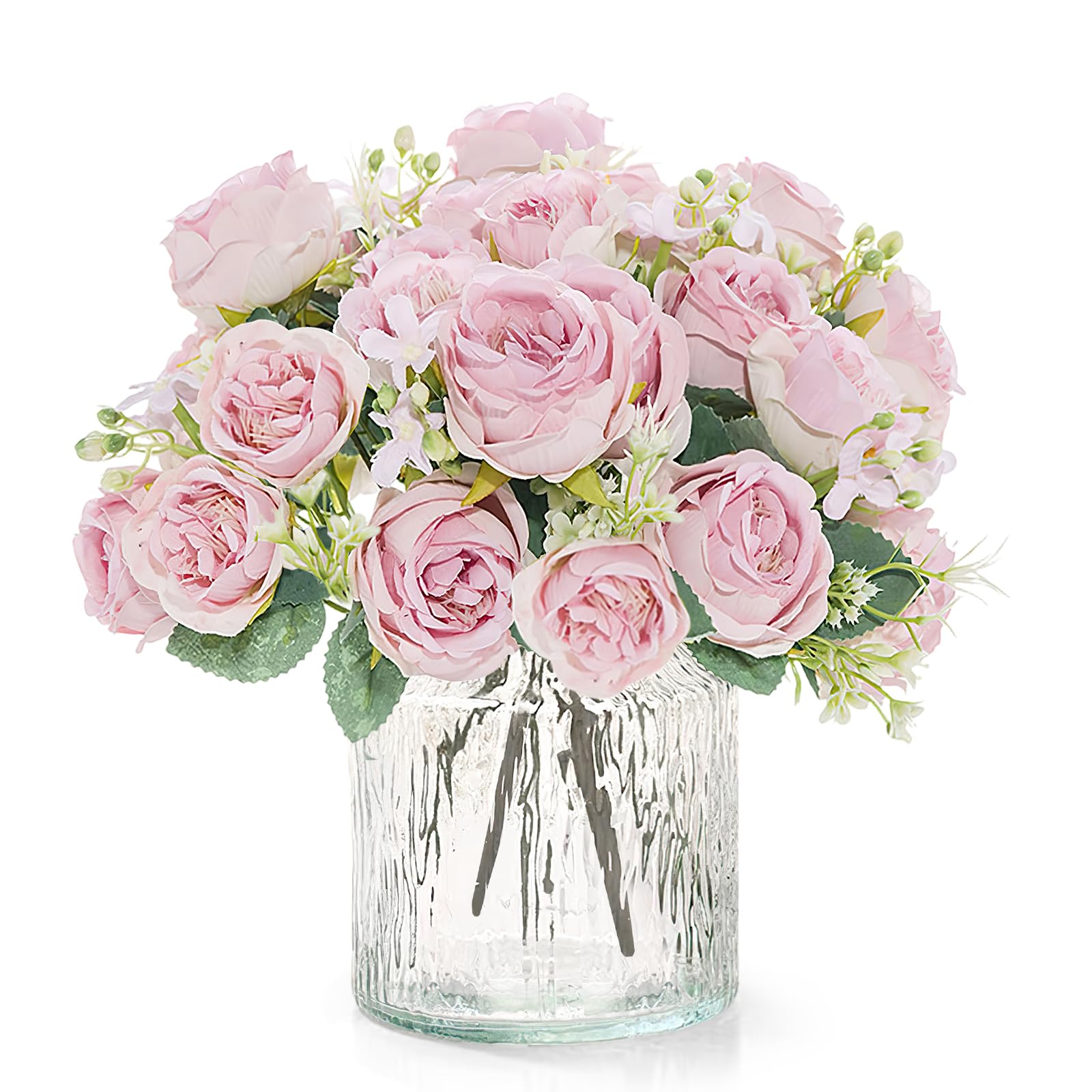 ACTINIC 2 Bunches Artificial Peony Silk Flowers, Fake Flowers, Pink Flower Bouquet, Faux Peonies Floral for Bride Wedding, Vase, Table Centrepiece, Home Decor, Birthday Decorations
