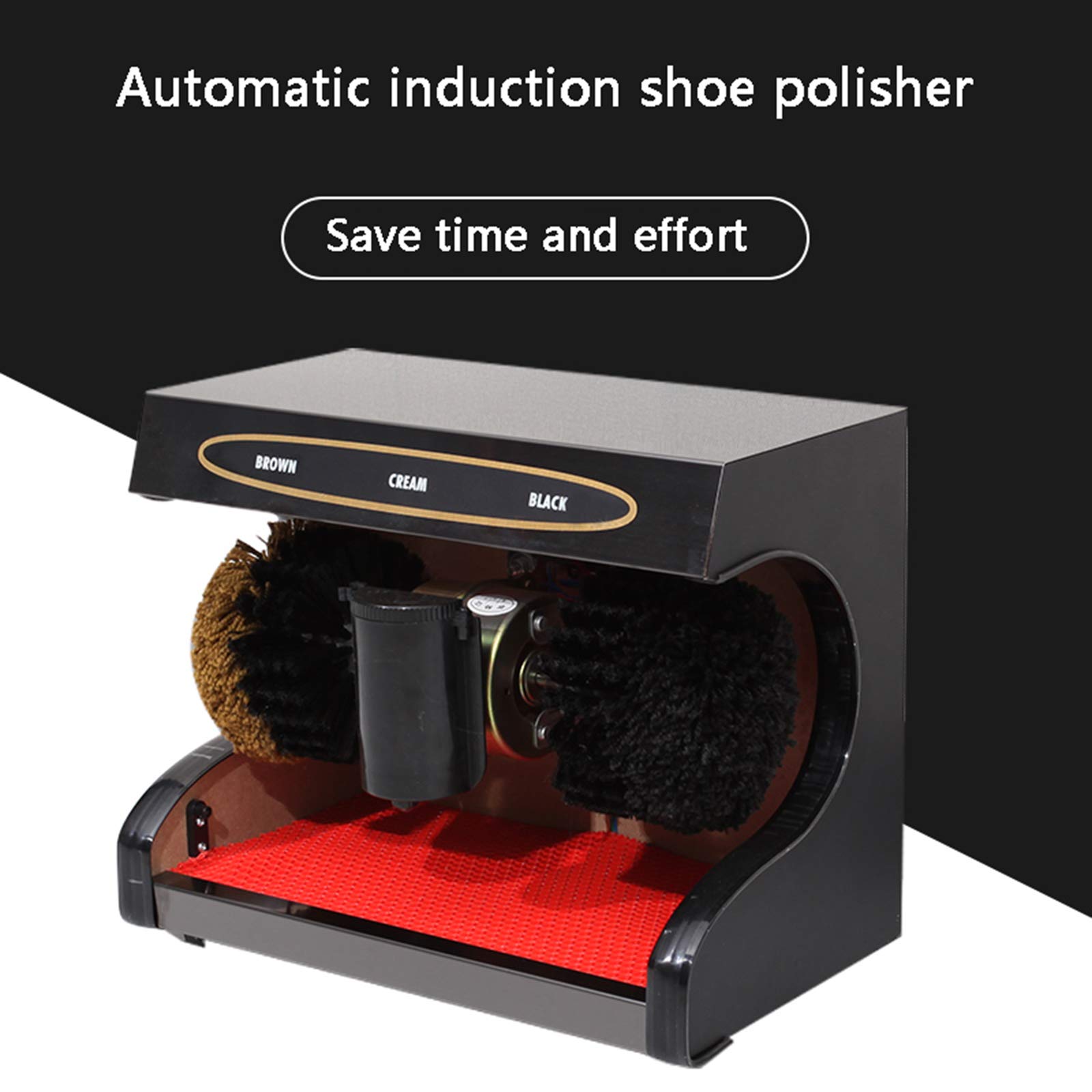 Lucidatore Di Scarpe Induzione Automatica, Famiglia Lucidatore Di Scarpe, Scarpe Spazzola Elettrica, Macchina Automatica Di Pulizia Scarpe, Adatto Per Alberghi, Centri Commerciali, Case, Bank,Nero