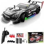 Voiture de télécommande RC Échelle de la voiture 1 :16 4WD RC Voiture avec LED Lumières 2.4GHz 30km/h RTR High Speed Racing Sport Jouet pour Adultes Garçons Filles Cadeau Enfants 2Pcs Batterie rechargeable