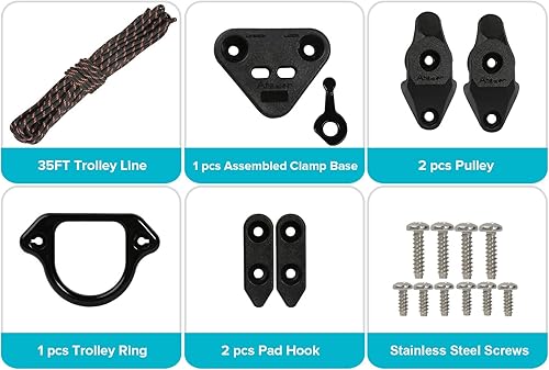 Miniatura 6 de Kit de carro de anclaje para kayak, sistema de carro de anclaje para canoa de kayak