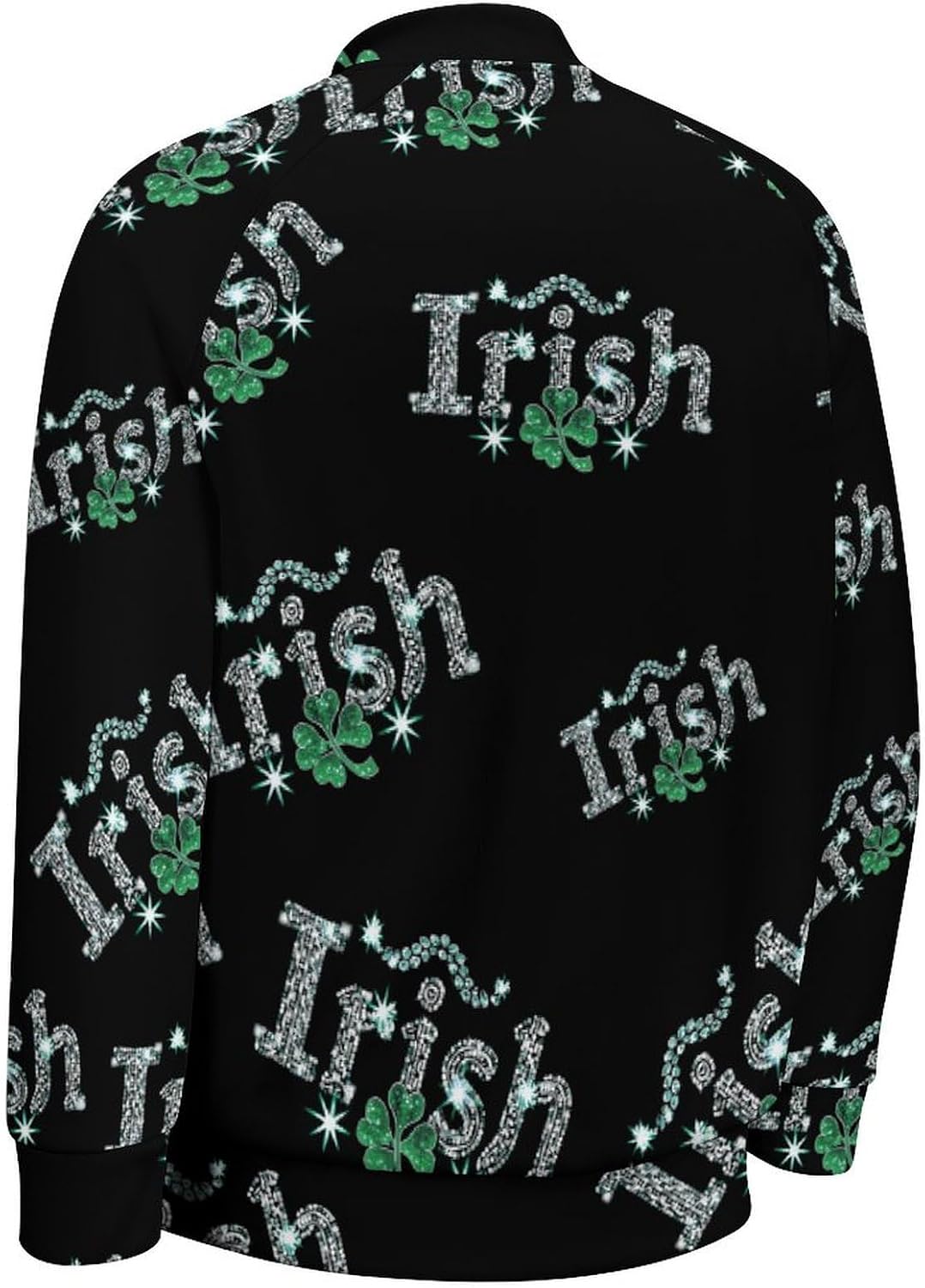 Diamon Irish Clover Novelty Men's Baseball Jackets Causal Sweatshirt Button Top Long Sleeve Coat