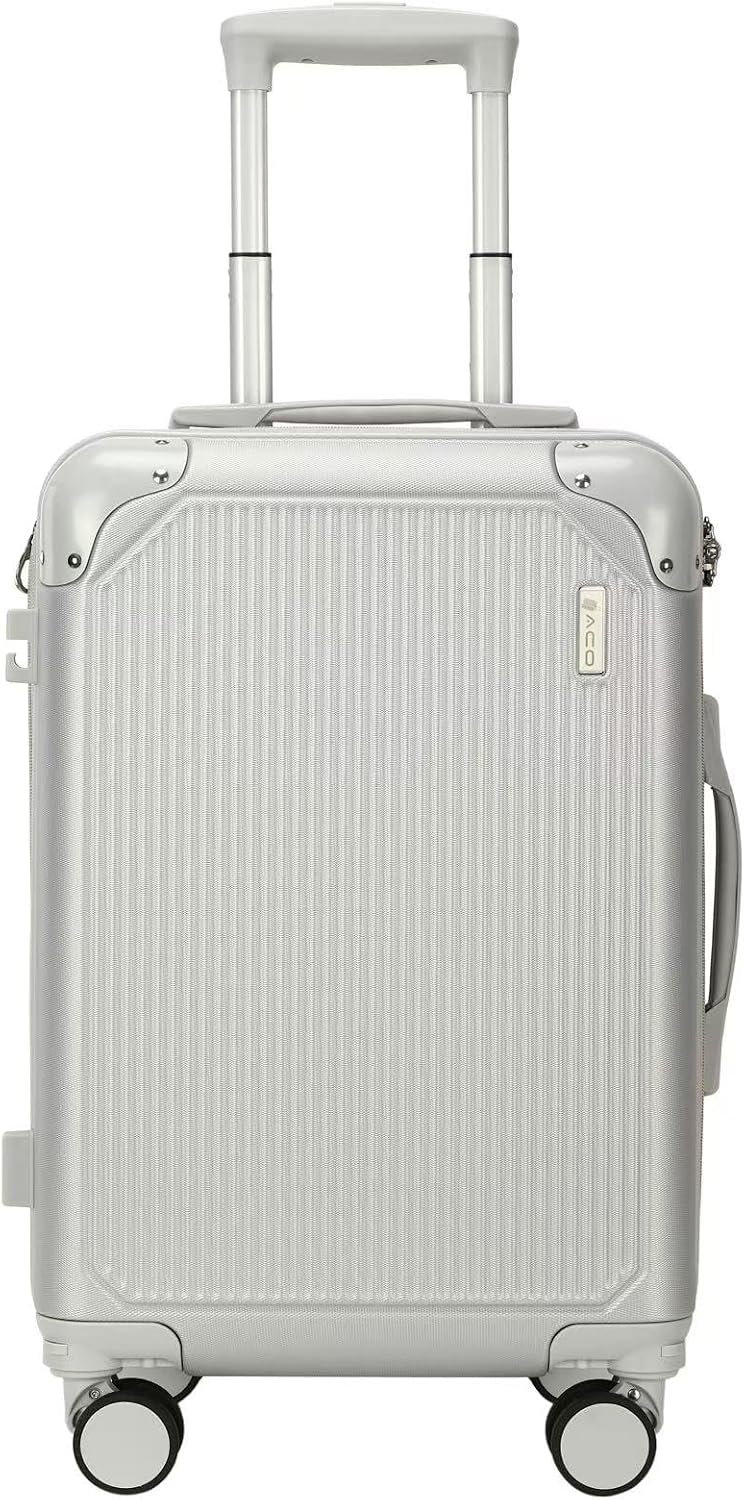 Mala Bordo 10kg Bagagem de Mão Expansivel Padrão ANAC com 4 Rodas duplas 360° Cadeado AntiFurto Mala de Viagem Alça Lateral com Divisória, Leve Resistente (Prata)