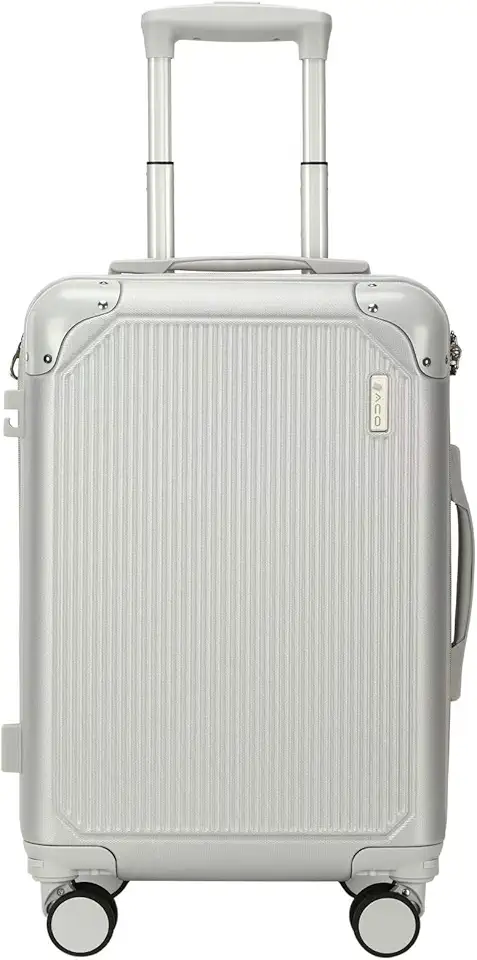 Mala Bordo 10kg Bagagem de Mão Expansivel Padrão ANAC com 4 Rodas duplas 360° Cadeado AntiFurto Mala de Viagem Alça Lateral com Divisória, Leve Resistente (prata) (PRATA)