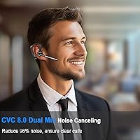 Vista 2 de Conambo Auriculares inalámbricos K18 Bluetooth V5.1 actualizados 2025 con doble micrófono cancelación de ruido y silencio, 16 horas de conversación