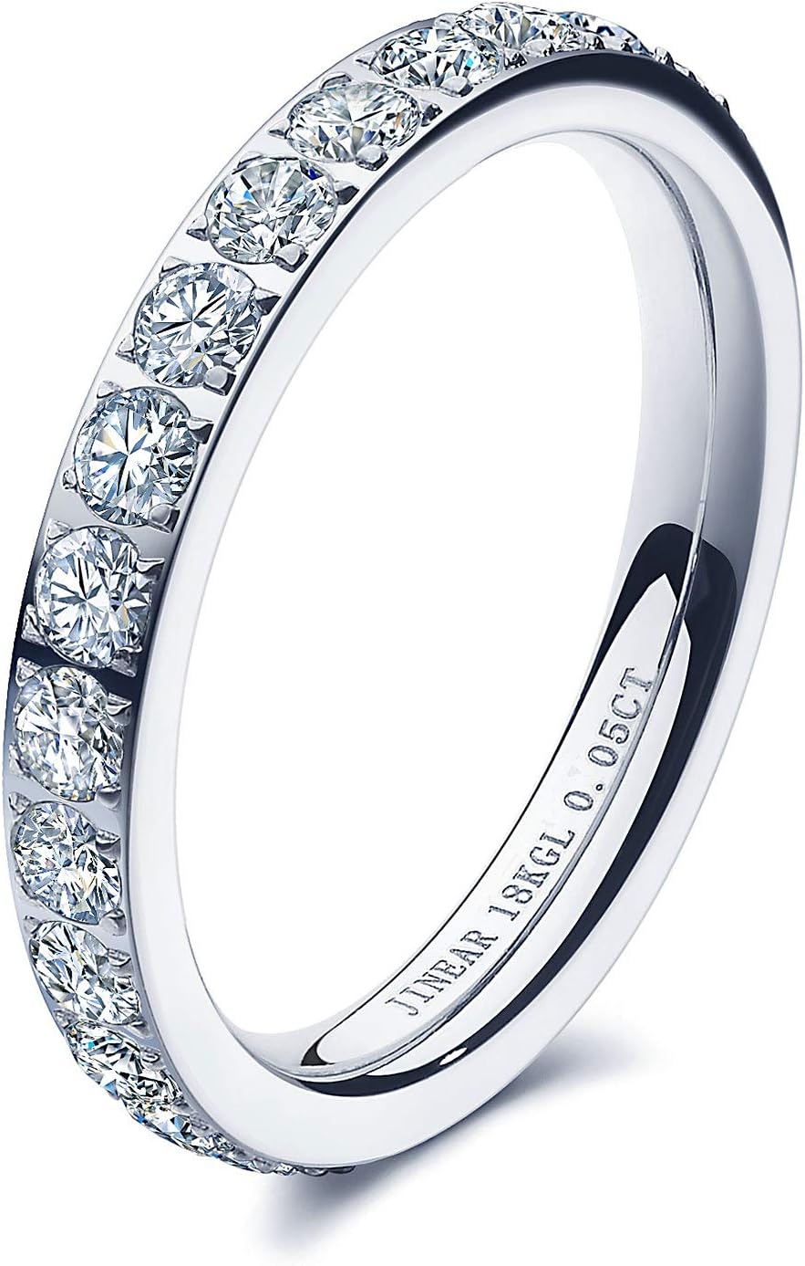 JINEAR3mm Wedding Bands for Women Eternity Ring 18K Gold Plated Cubic Zirconia Engagement Rings Stackable Anniversary Promise Statement Ring Gift for Her Size 5 to 10