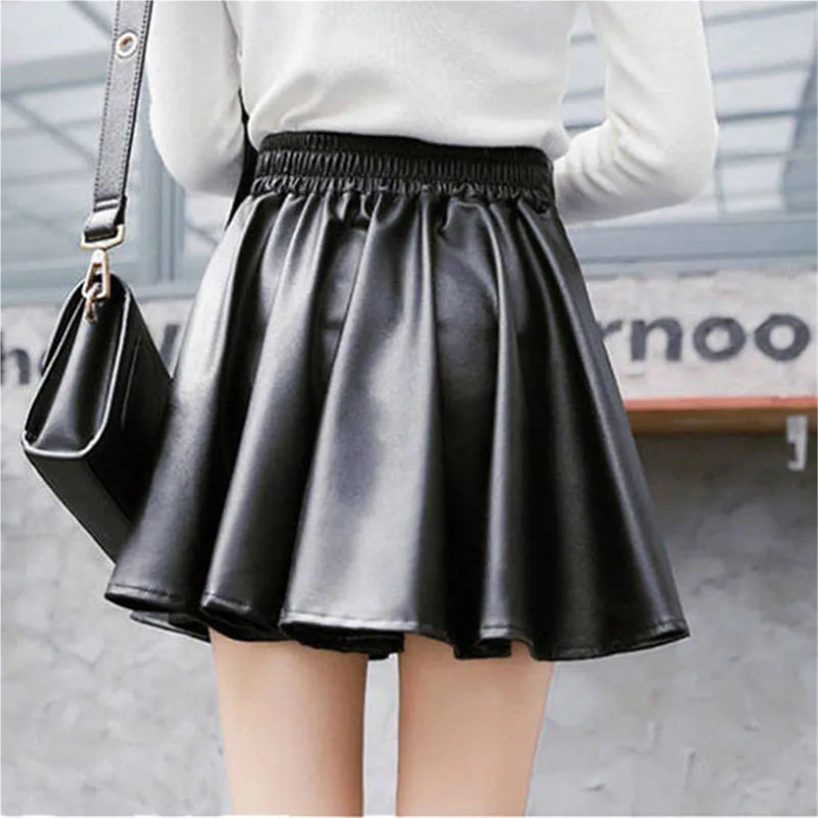 Falda De Cuero para Mujer Faldas Sexis de Piel sintética for Mujer, Minifalda Corta elástica Cintura Alta para Mujer