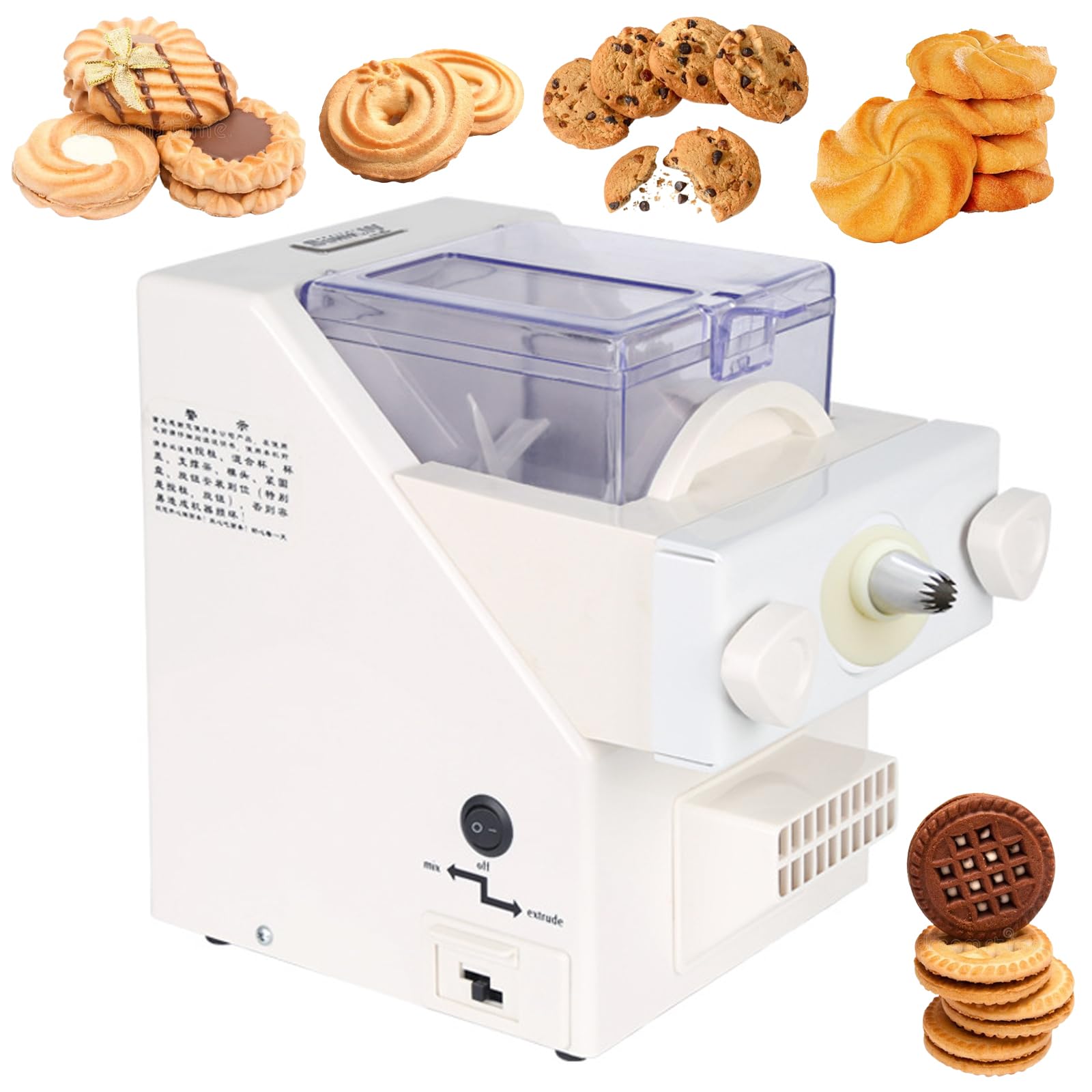 Macchina per fare biscotti, 180 W, multifunzione, con 8 ugelli intercambiabili, ideale per pasticceria e pasticceria domestica, velocità 50-60 giri/min