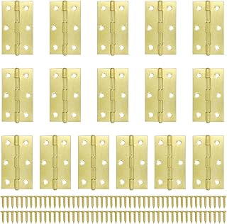 16 Pieces Iron Folding Butt Hinge Door Hinges Cabinet Drawer Butt Hinges with Screws, 2.4 Inch (Yellow)