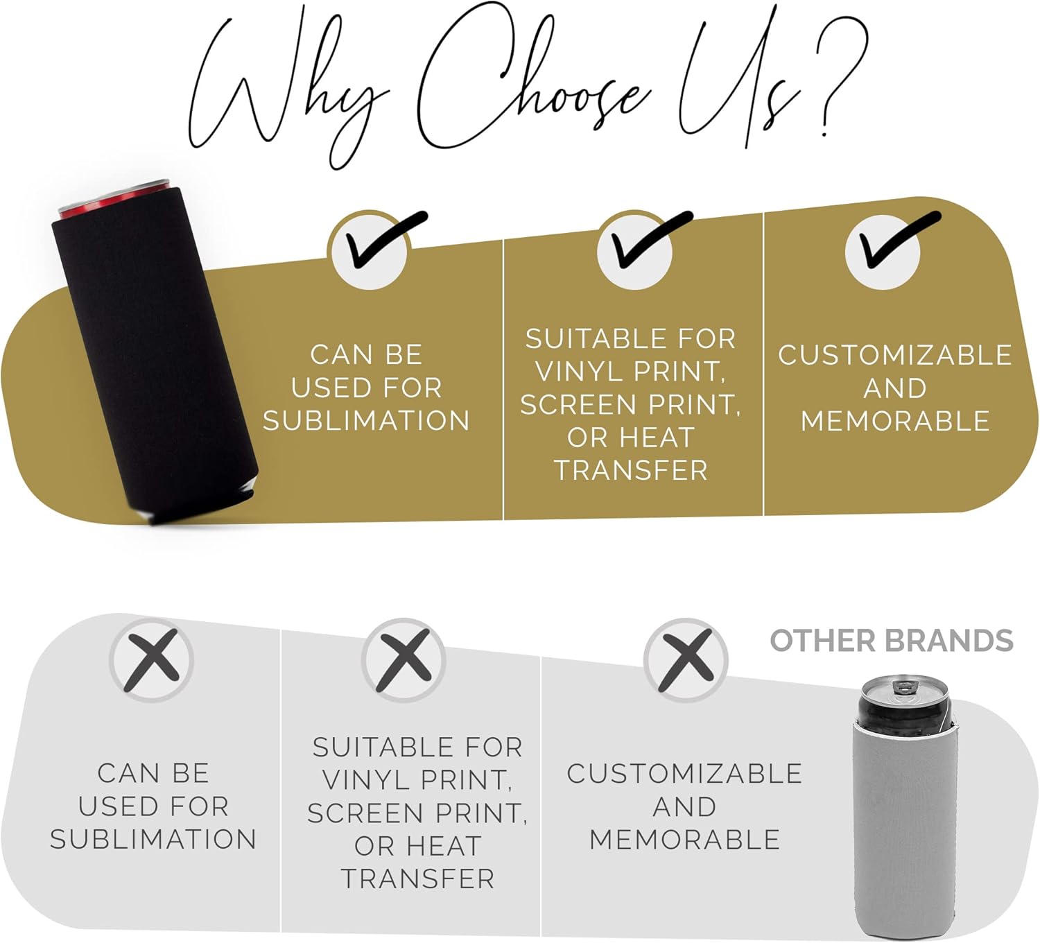 Slim Can Cooler Sleeves 12 Pack– Blank Foldable Neoprene 12oz Can Insulators – Skinny Beverage Coolers for Beer & Soda – Sublimation-Ready (Black) - Image 8