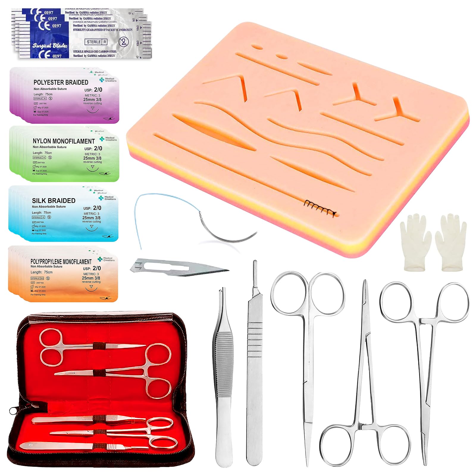 Suture Training Aids Kit: Suture Practice Kit, Complet De Pratique De Sutures, Kits De Sutures Tout Compris Pour Le Développement Et Le Perfectionnement Des Techniques De Suturen
