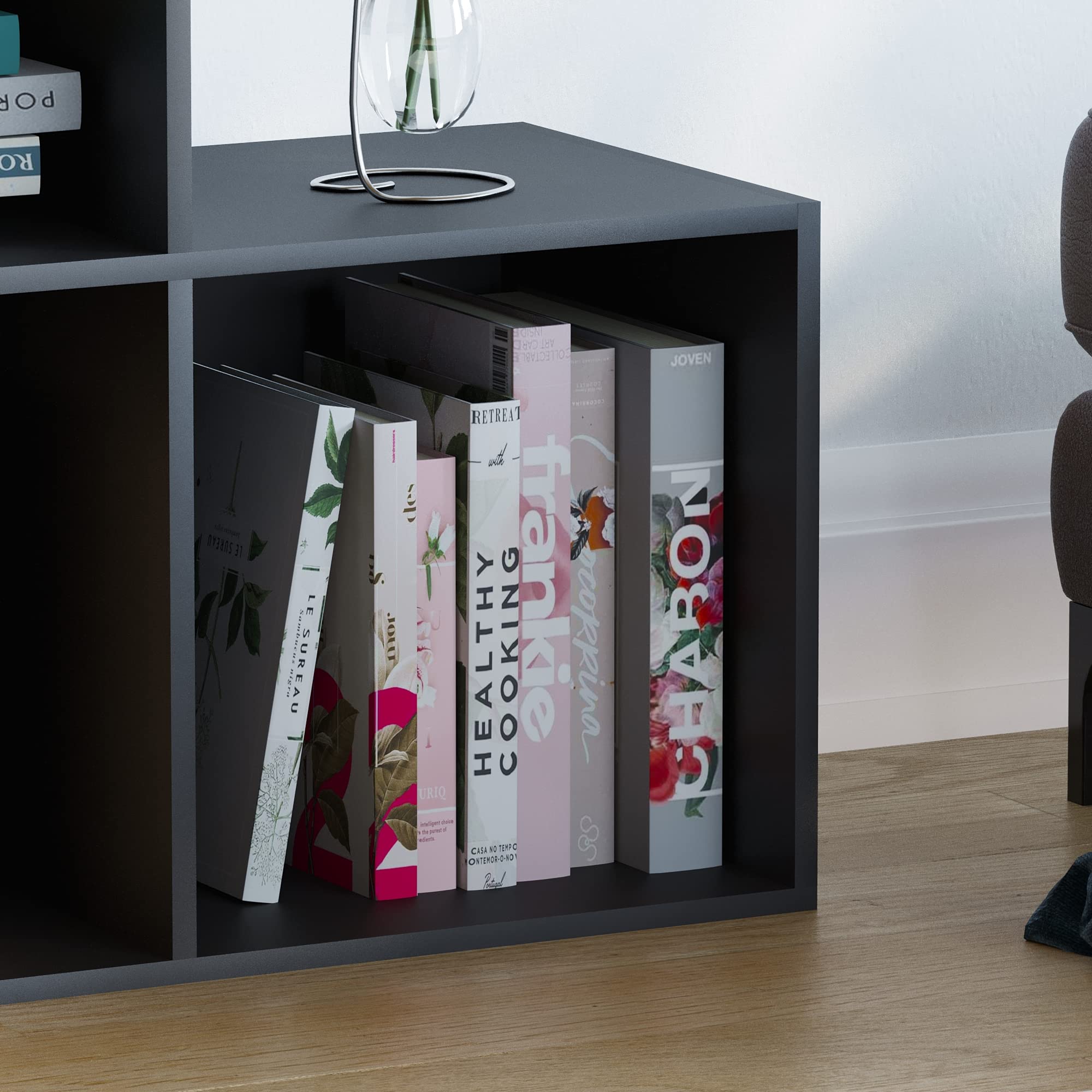 Vida Designs Durham - Estantería para escaleras, Organizador de Almacenamiento, Muebles de Sala de Estar (6 Cubos, Negro)