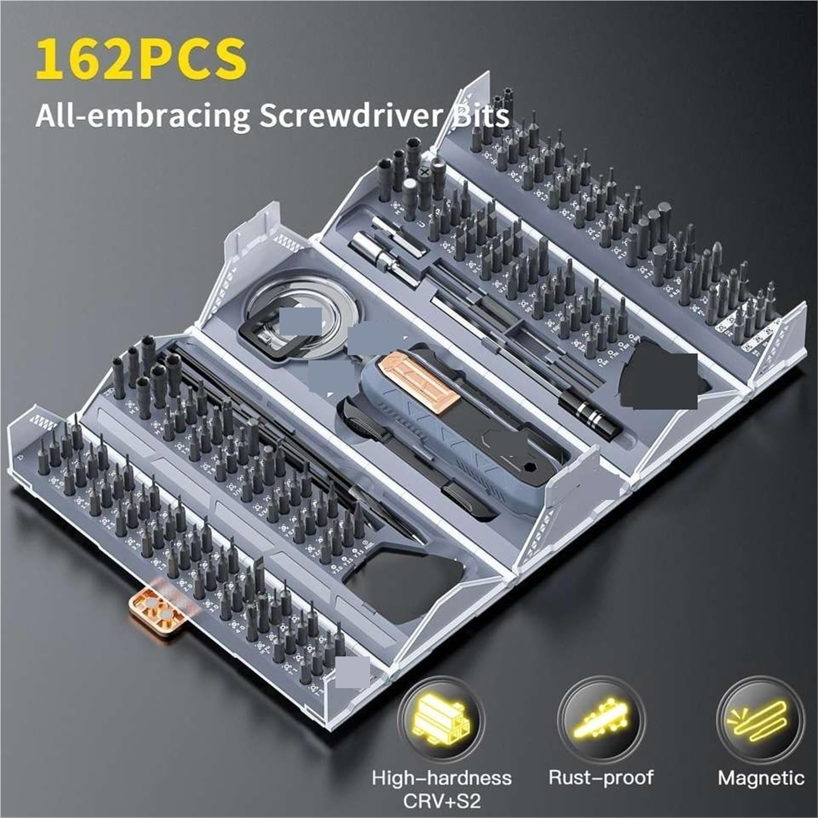 Kit di cacciaviti magnetici per riparazioni elettroniche, scatola organizer di precisione per laptop, telefoni e console di gioco, design pratico ed efficiente