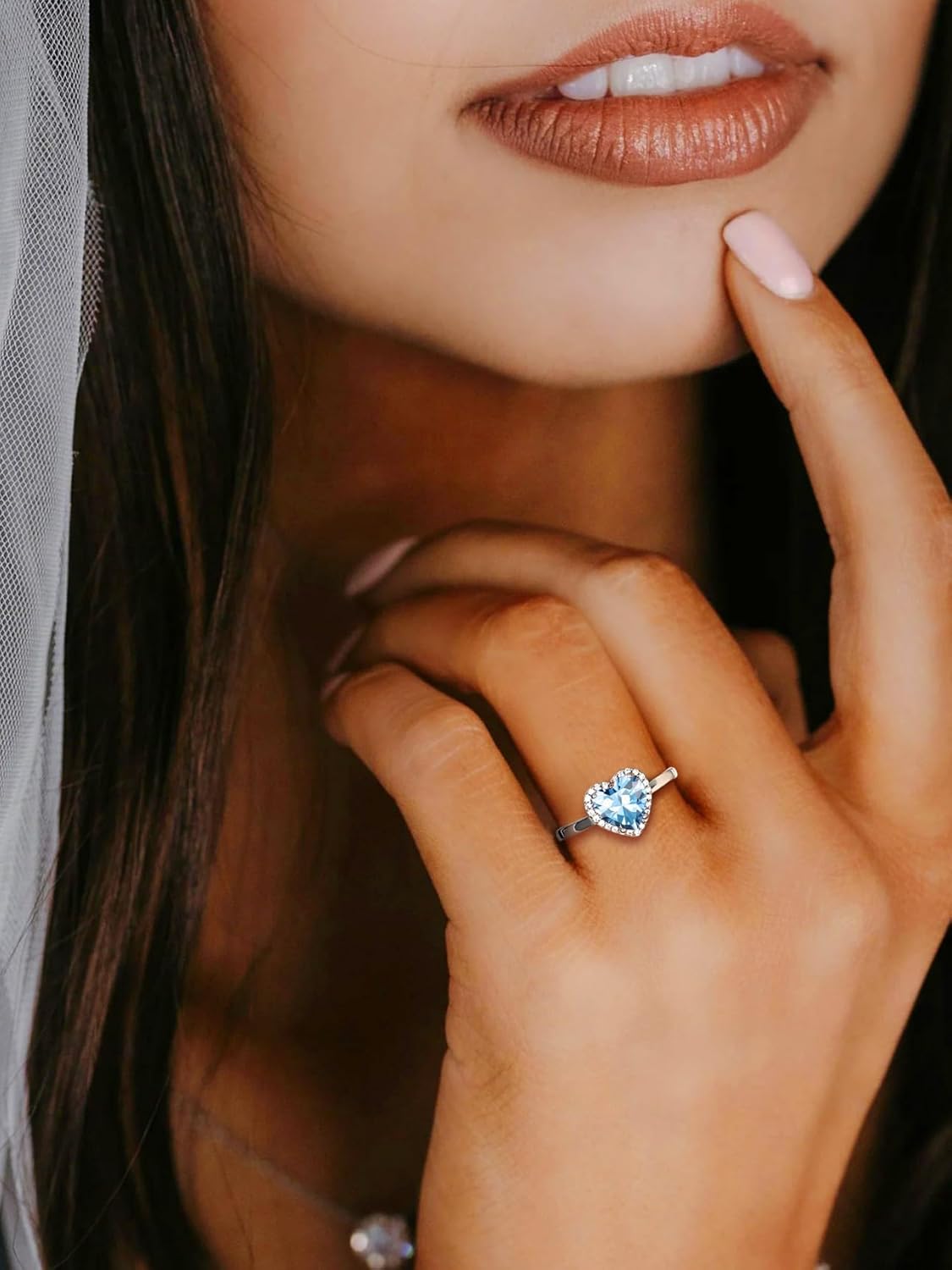 925 Sterling Silver Birthstone Rings for Women Girls with Clear 2ct Heart/Round/Teardrop/Square Crystal, Solitaire Diamond Open Bands Cubic Zirconia Rings Adjustable Size6-12