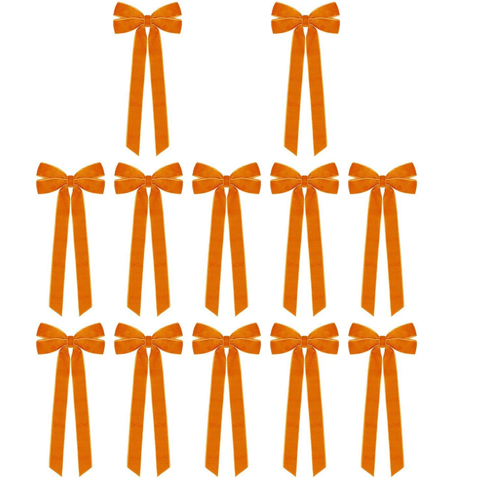 YIXANNX Festive Atmosphere Red Velvet Bows For Christmas Tree Timeless Ornaments For Holiday Spirit For Tree Wreath Mantle Gift Wrap Xmas Holiday Decor 12 PCS, orange