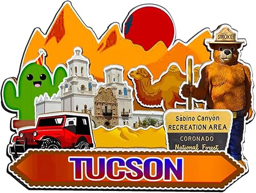 Imán de madera para nevera de Tucson Arizona USA 1422 Monumentos 3D para viajes, coleccionables, recuerdos, decoración hecha a mano