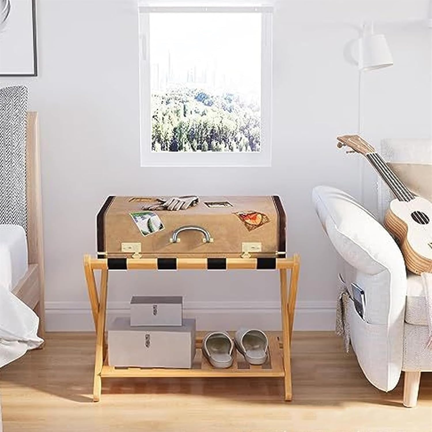 Rack,Folding Luggage Rack Hotel Bamboo Luggage Storage Stand for Hotel Guest Room Bedroom Bedroom Hotel