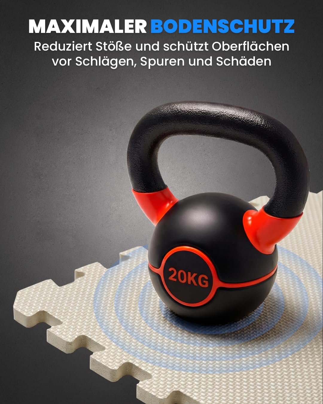 unycos - Bodenschutzmatte Set【12/20/28 Teile】Puzzlematte 30x30 cm, Rutschfeste Schutzmatten per Fitnessraum und Sportgeräte, Gymnastikmatte, Trainingsmatte, Yogamatte, Wasserdicht, Ungiftig