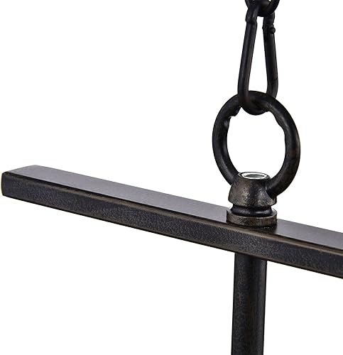 Miniatura 7 de Edvivi Lámpara de araña lineal industrial con pantallas de cuenco de vidrio ámbar, luz de techo negra antigua para isla de cocina, comedor y mesa de