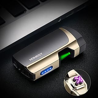 COMANYI Rechargeable Electric Lighter, No Butane Flameless Plasma Lighter, Windproof Dual Arc USB Electronic Lighter with LED Battery Indicator for Candle (Black)