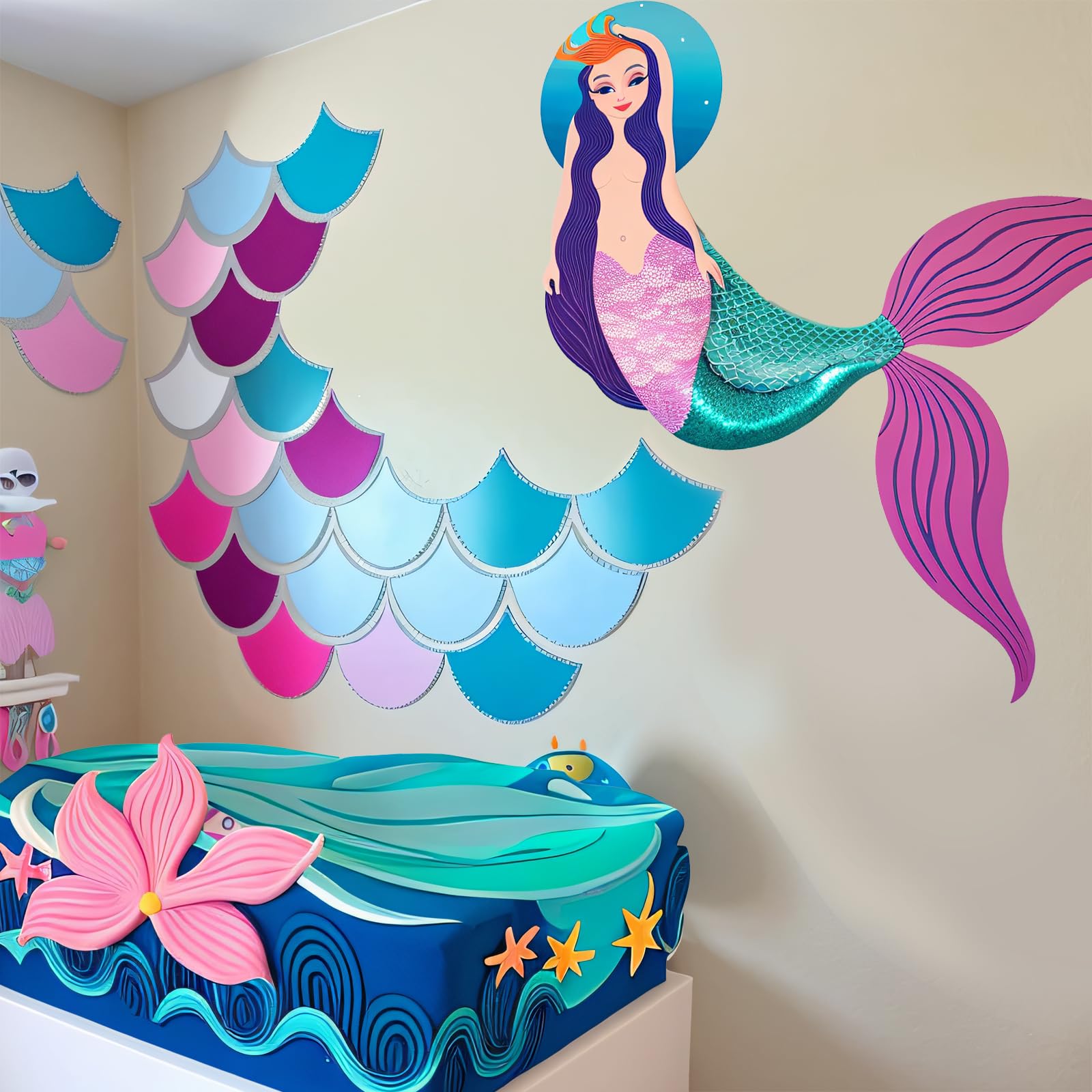 絵画『鱗』 Amazon.co.jp: Prasacco マーメイドステンシル 魚のうろこステンシル