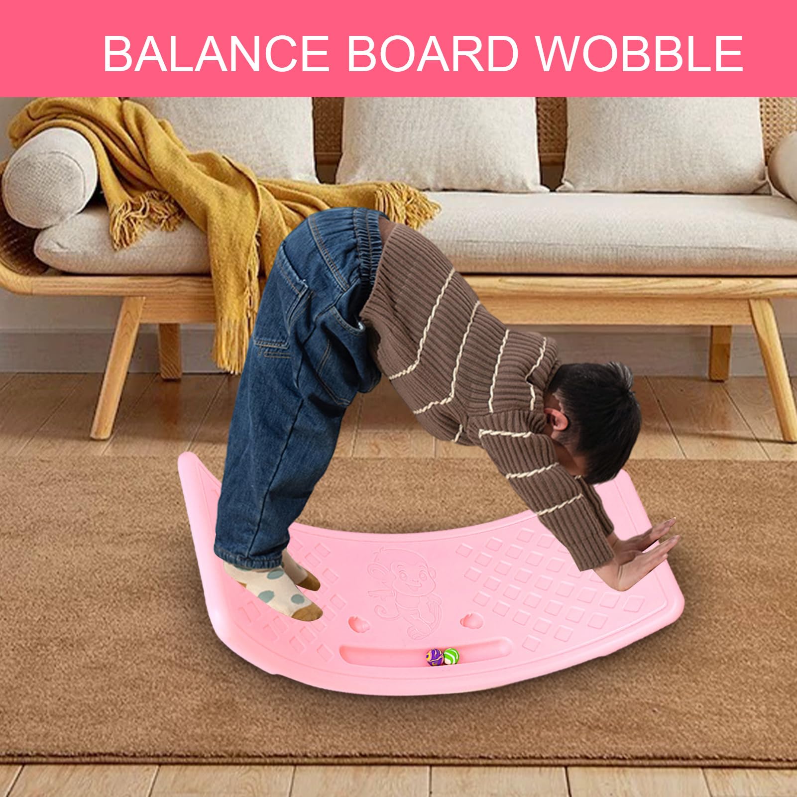 Tavola di Equilibrio | Dondolo Oscillante per Altalena | Altalena A Dondolo Curva Antiscivolo | Attrezzatura per L'allenamento 'Equilibrio | con Punti di Massaggio | per Stare in Equilibrio
