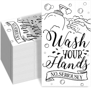 100 PCS Disposable Hand Towels for Bathroom, Bathroom Napkins Guest Disposable, Paper Hand Towels for Powder Room Wedding Birthday, Black White