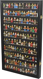 Toy Minifigures Miniatures Figurines Display Case Wall Cabinet Stand, with Door (Black)