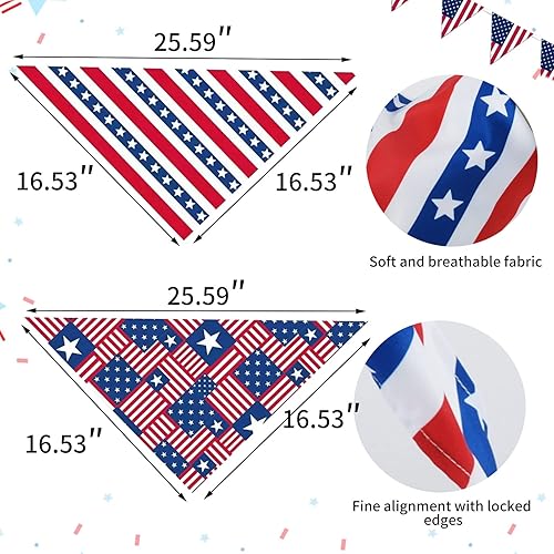 Miniatura 2 de ALI2 4 bandanas para el Día de la Independencia para perro, disfraz de perro para el día del 4 de julio, diseño triangular, bandera estadounidense,
