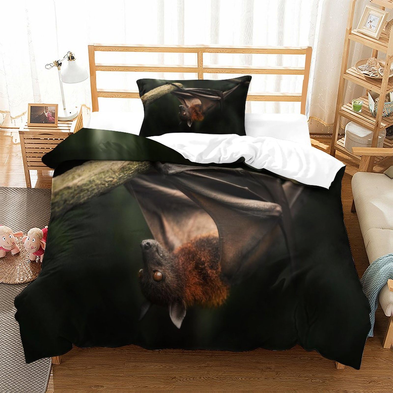 P1S9U7W5Y Wild 3D Printed Horse Duvet Cover Set 3pcs Microfiber Animal Bedding Set Single