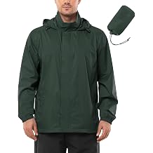 Men's Rain Jacket Waterproof Lightweight Packable Rain Shell Raincoat with Hood for Golf Hiking Travel