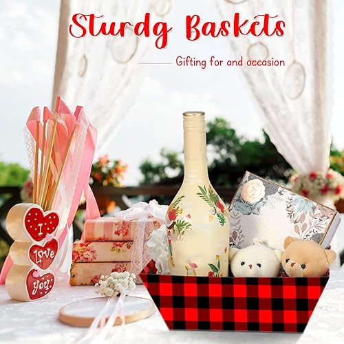 Miniatura 7 de 12 canastas pequeñas para regalos de 9.8 x 6.5 pulgadas, bandejas de cartón resistentes vacías con asas, cesta de regalo a granel, bandeja de