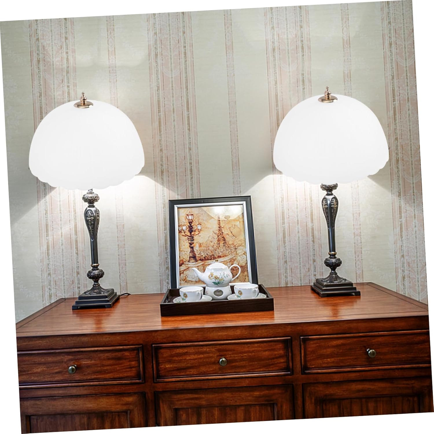 Frosted Watermelon Grain Lampshade Desk Lamp Accessory Shell Ceiling Lamp Light Cover Bedside Light Decorative Glass Random Style