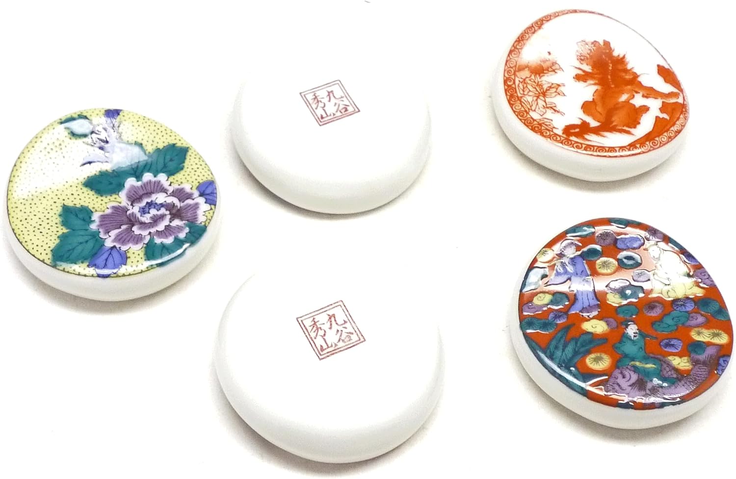 Kutani japanese porcelain【Chopsticks Rest】Set of 5 Historical Paintings, Transfer Paper Firing