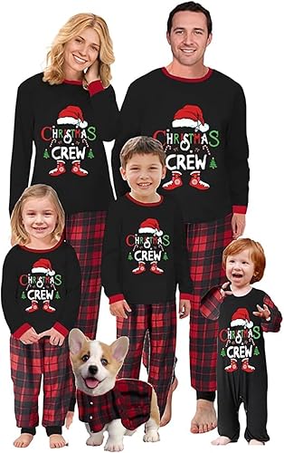 WakeUple Pijamas de Navidad para la familia, conjuntos de pijamas de Navidad a juego 2023 a 2024, pijamas familiares de Navidad