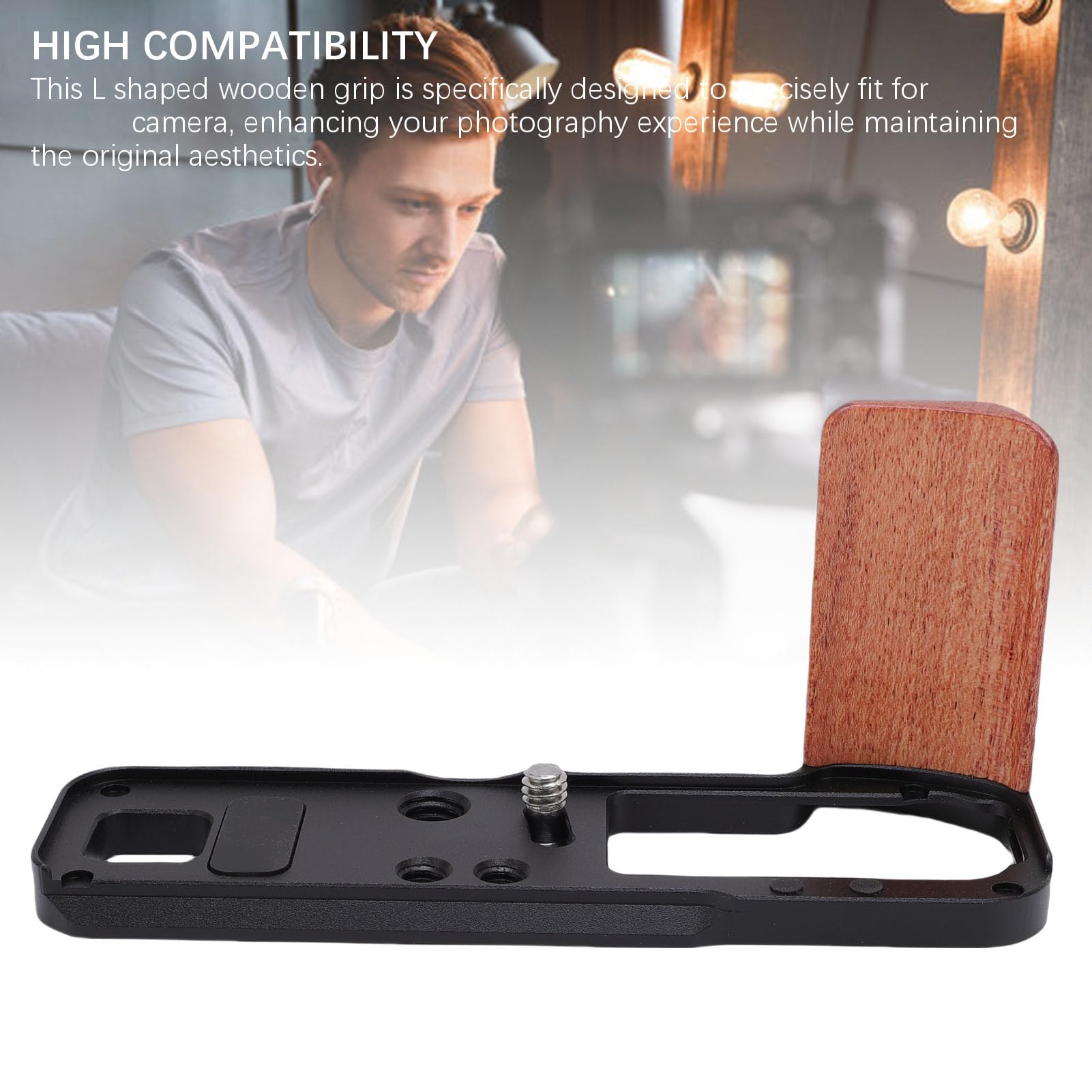 Fabater Empuñadura de Madera en Forma de L para Cámara Fuji X100VI, Ergonómico para una Experiencia Fotográfica Mejorada, Aleación de Aluminio Resistente con Acabado de Nogal