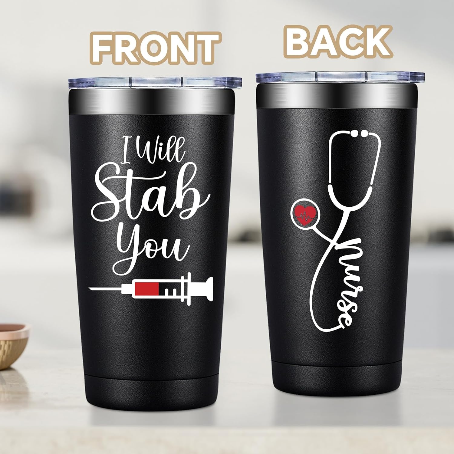 Fufandi Nurse Gifts - Nurse Week Gifts, I Will Stab You Tumbler Cup 20oz image 5