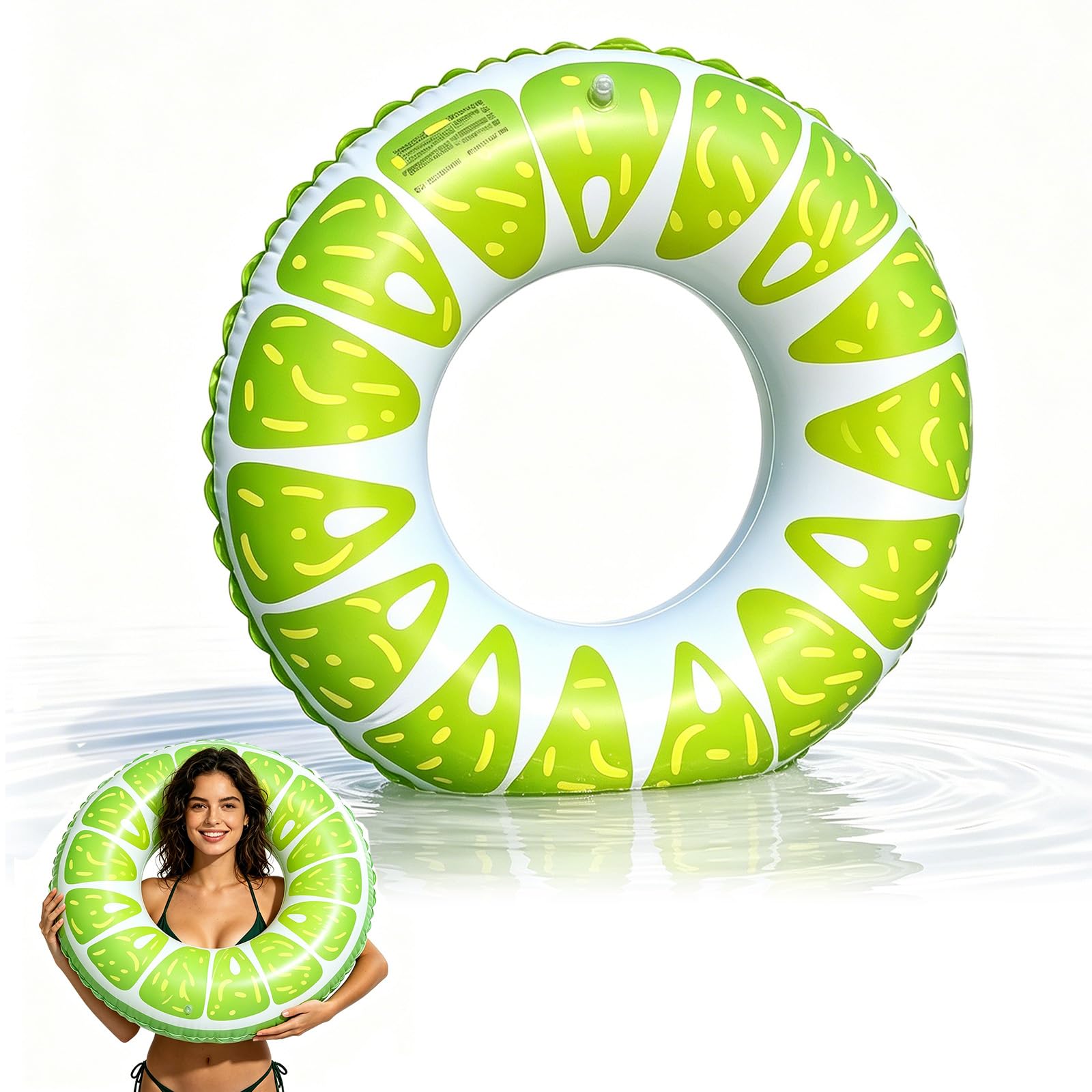 Swimming Ring Inflatable Rubber Rings for Kids Adults, 70/90cm Fruit Inflatable Pool Ring Floaties Swim Rings Water Float (Lime, 90CM)