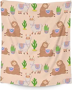 Blanket for Girl Women - 60x80 Inches Cute Llama Throw Gifts - Brown Soft Fuzzy Blankets for Bed, Couch & Living Room