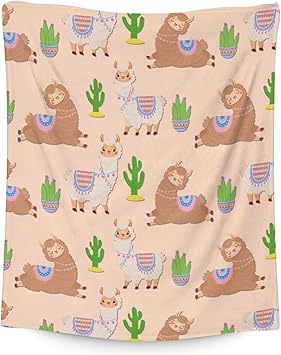 Blanket for Girl Women - 60x80 Inches Cute Llama Throw Gifts - Brown Soft Fuzzy Blankets for Bed, Couch & Living Room